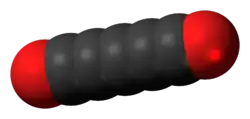 Space-filling model of the pentacarbon dioxide molecule