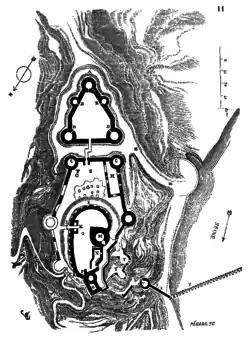 Château Gaillard in France had an elaborate sequence of outer and inner baileys