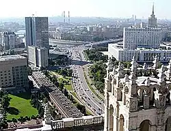 A view of the southern portion of Presnensky District, with the White House of Russia to the right