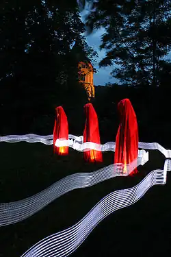 Guardians of Time, light sculpture by Manfred Kielnhofer at the Light Art Biennale Austria 2010
