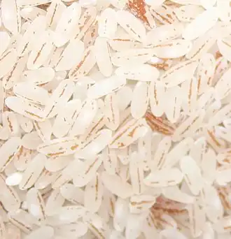 The same rice, with almost all the bran and germ removed to make white rice