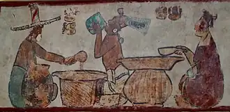 A Mayan mural from the Chiik Naab acropolis of Calakmul, 650–700 AD