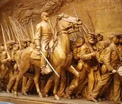 Robert Gould Shaw Memorial by Augustus Saint-Gaudens, 1884–1897, plaster version