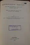 Title page to Electromagnetic Radiation and the mechanical reactions arising from it (1912)