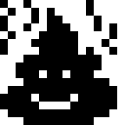 A black and white poo smiling with effect