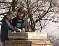 Gnomon of Sundial near entrance to Depaldo stone stairs in Taganrog (photo 2002).