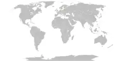 Map indicating locations of Taiwan and Lithuania