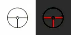 The day and low-light reticles of the USG reflex sight used on the FN P90 / PS90 USG models